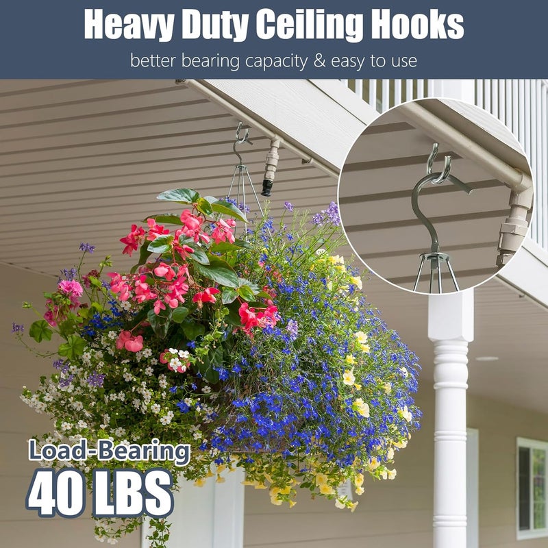 Dpyrrhic 4 Inch Large Heavy Duty Screw Hooks, 20 Pcs Metal Ceiling Hooks for Hanging Plants Indoor and Outdoor Use - Image 5